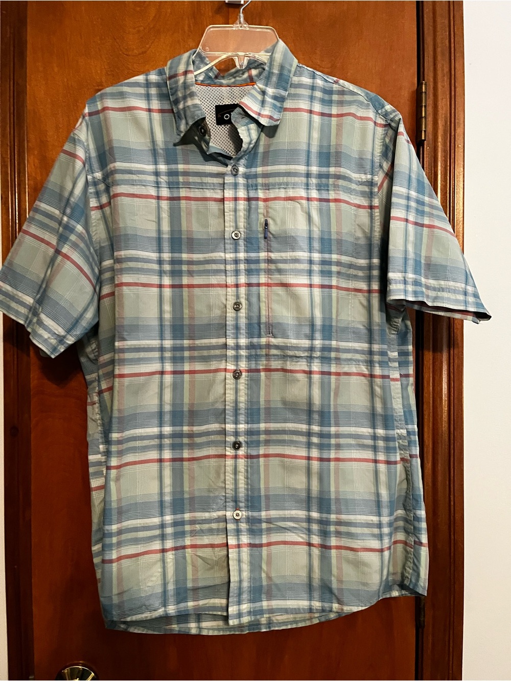 Orvis Light Blue Plaid Short-Sleeve Button-Down Shirt